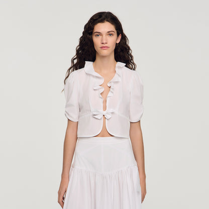 Aleo Ruffled Crop Top WHITE