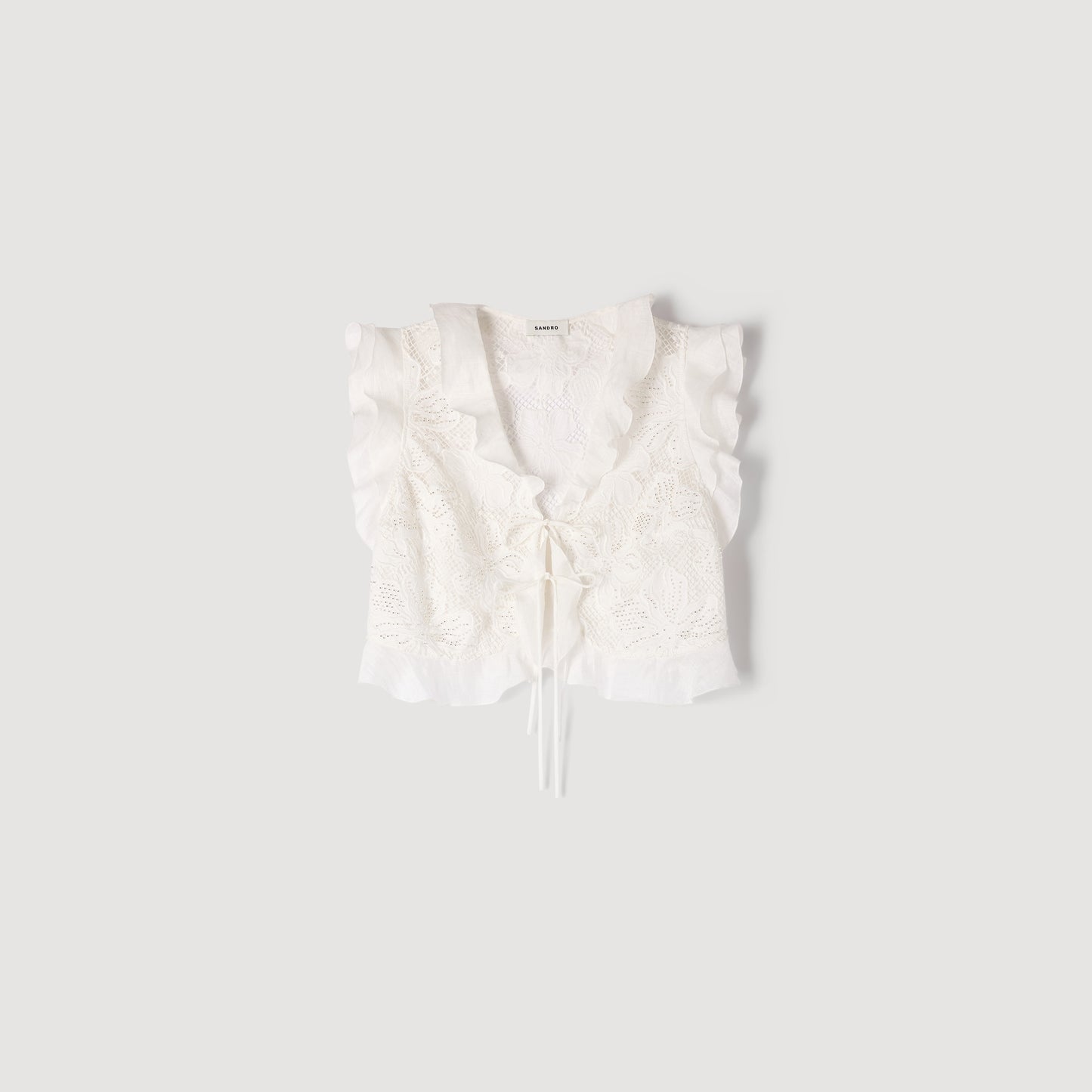 Guipure Lace Crop Top White