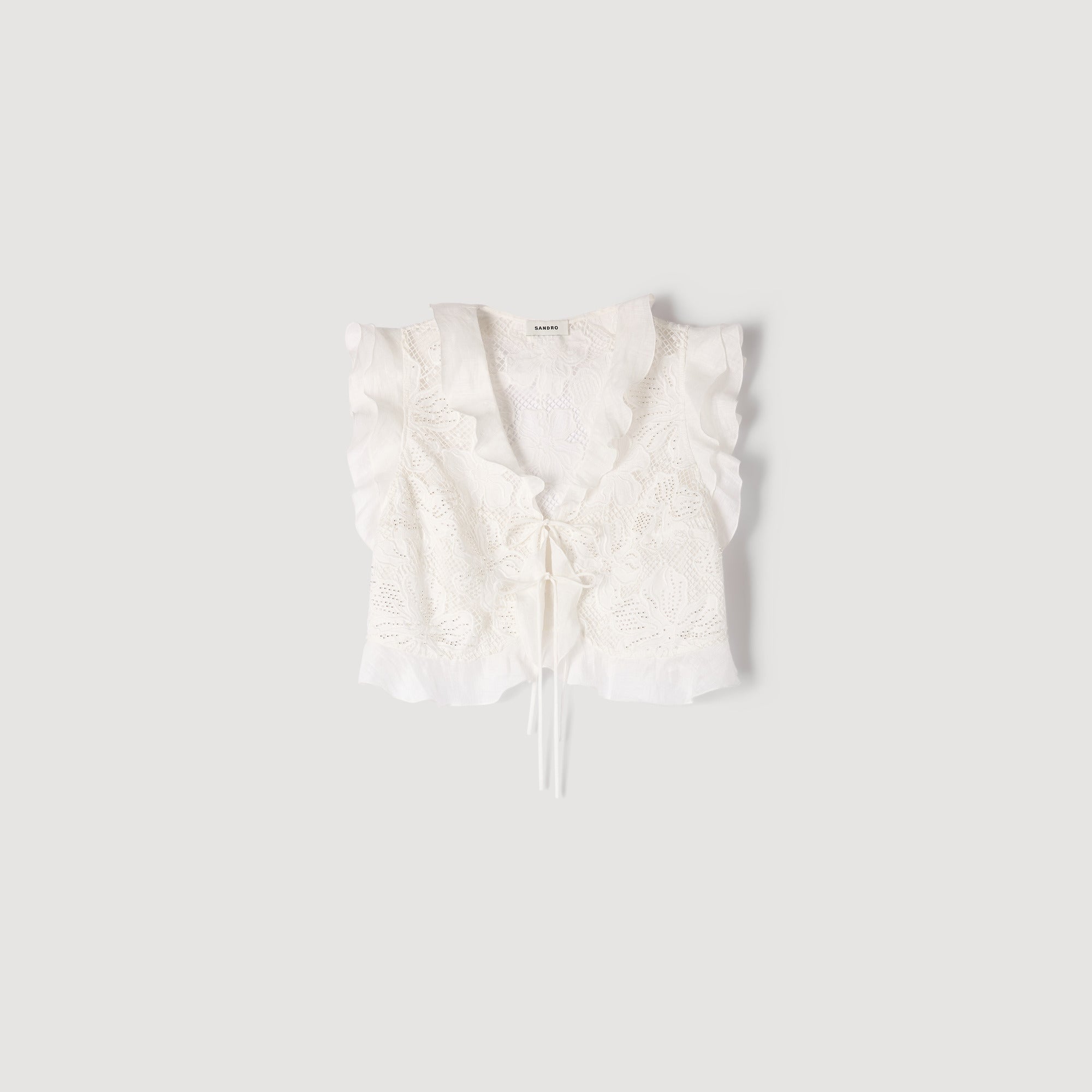 Guipure Lace Crop Top White