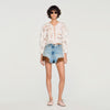 Luana Floral Openwork Crop Top Ecru