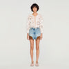 Luana Floral Openwork Crop Top Ecru