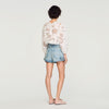 Luana Floral Openwork Crop Top Ecru
