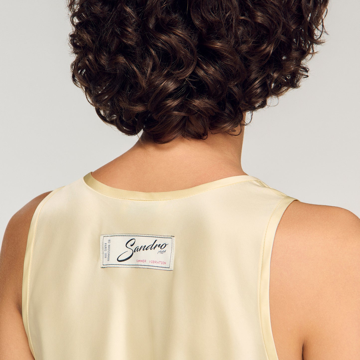 Nathalia Satin Top With Lace Trim Light Yellow