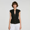 Britty Buttoned peplum top Black
