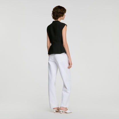 Britty Buttoned peplum top Black