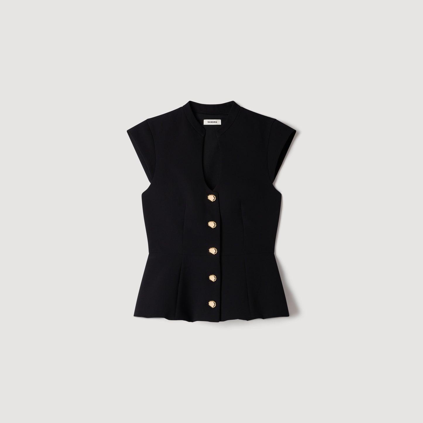 Britty Buttoned peplum top Black
