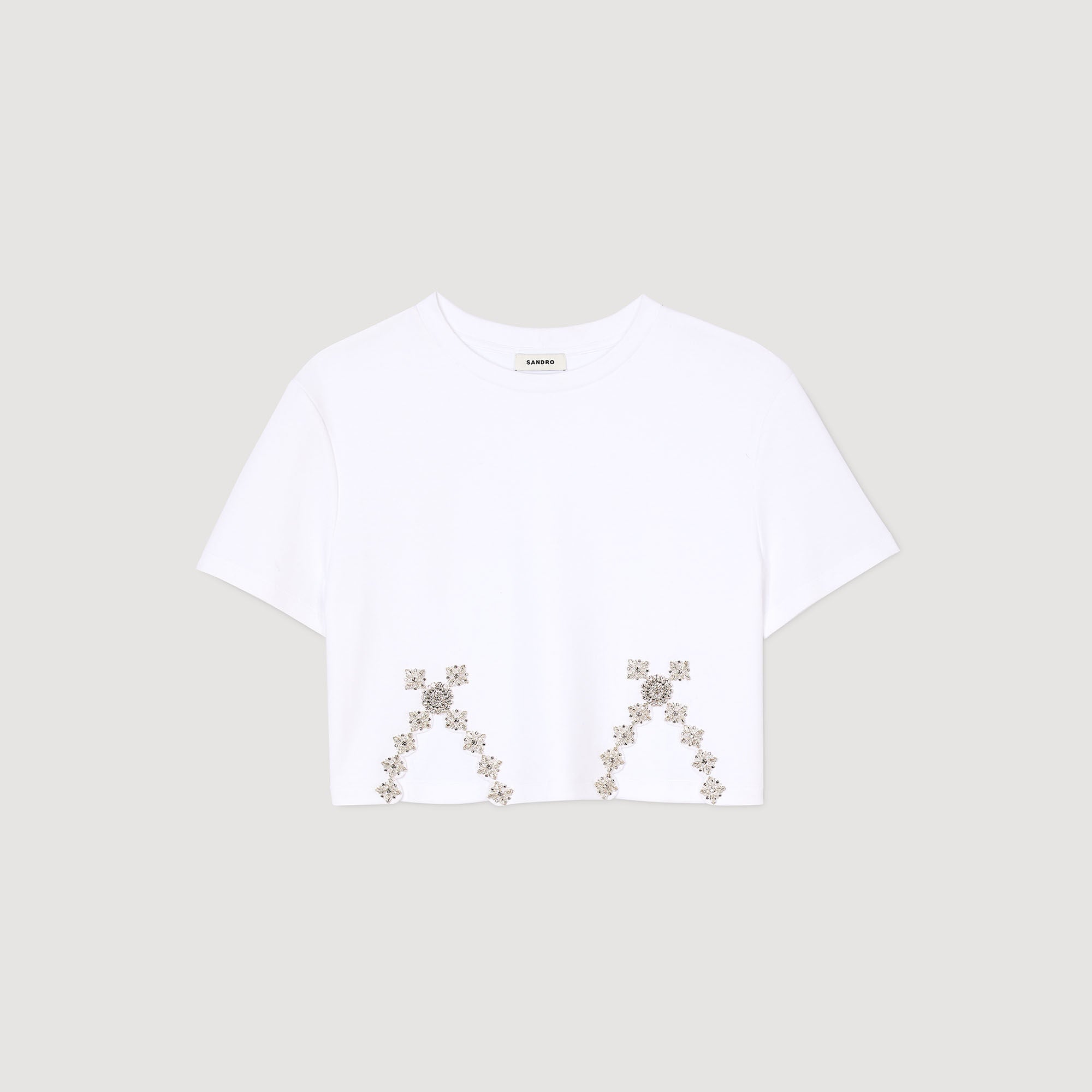 White Rhinestone Crop Top