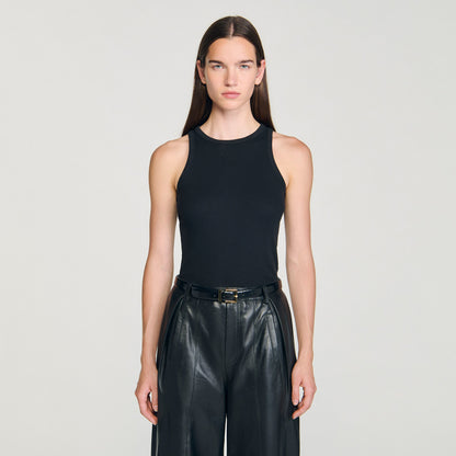 Basics Embroidered Vest Top Black