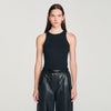 Basics Embroidered Vest Top Black