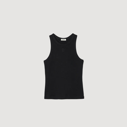 Basics Embroidered Vest Top Black