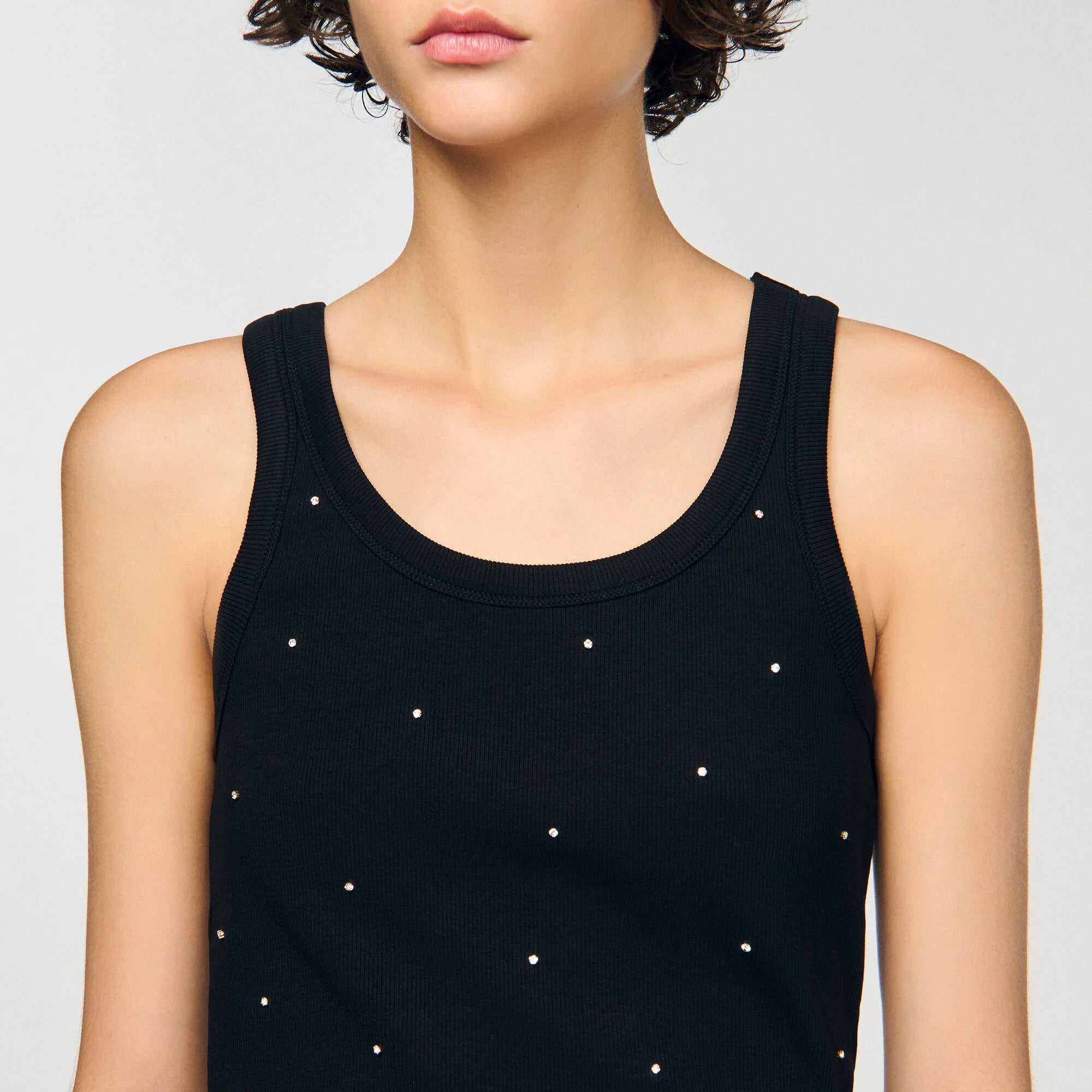 Astrale Vest Top With Rhinestones Black
