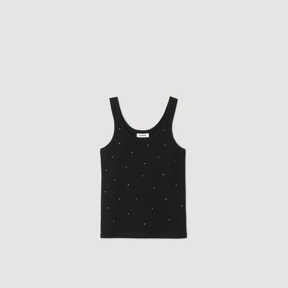 Astrale Vest Top With Rhinestones Black