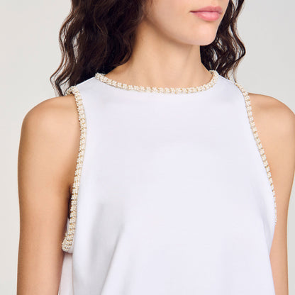 Tulum Beaded Crop Top Ecru
