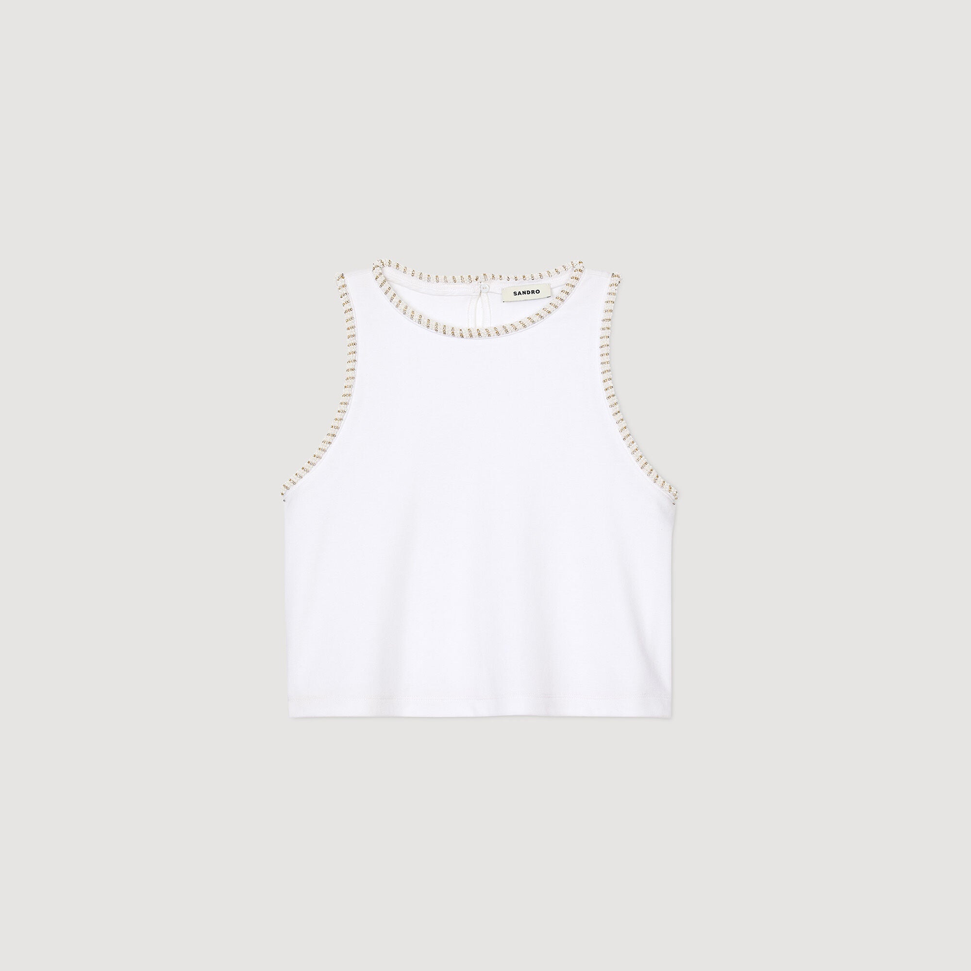 Tulum Beaded Crop Top Ecru