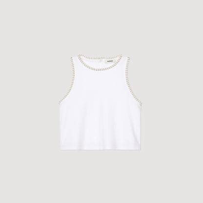Tulum Beaded Crop Top Ecru