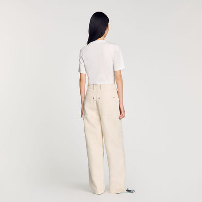 Beaded Cropped T-Shirt White