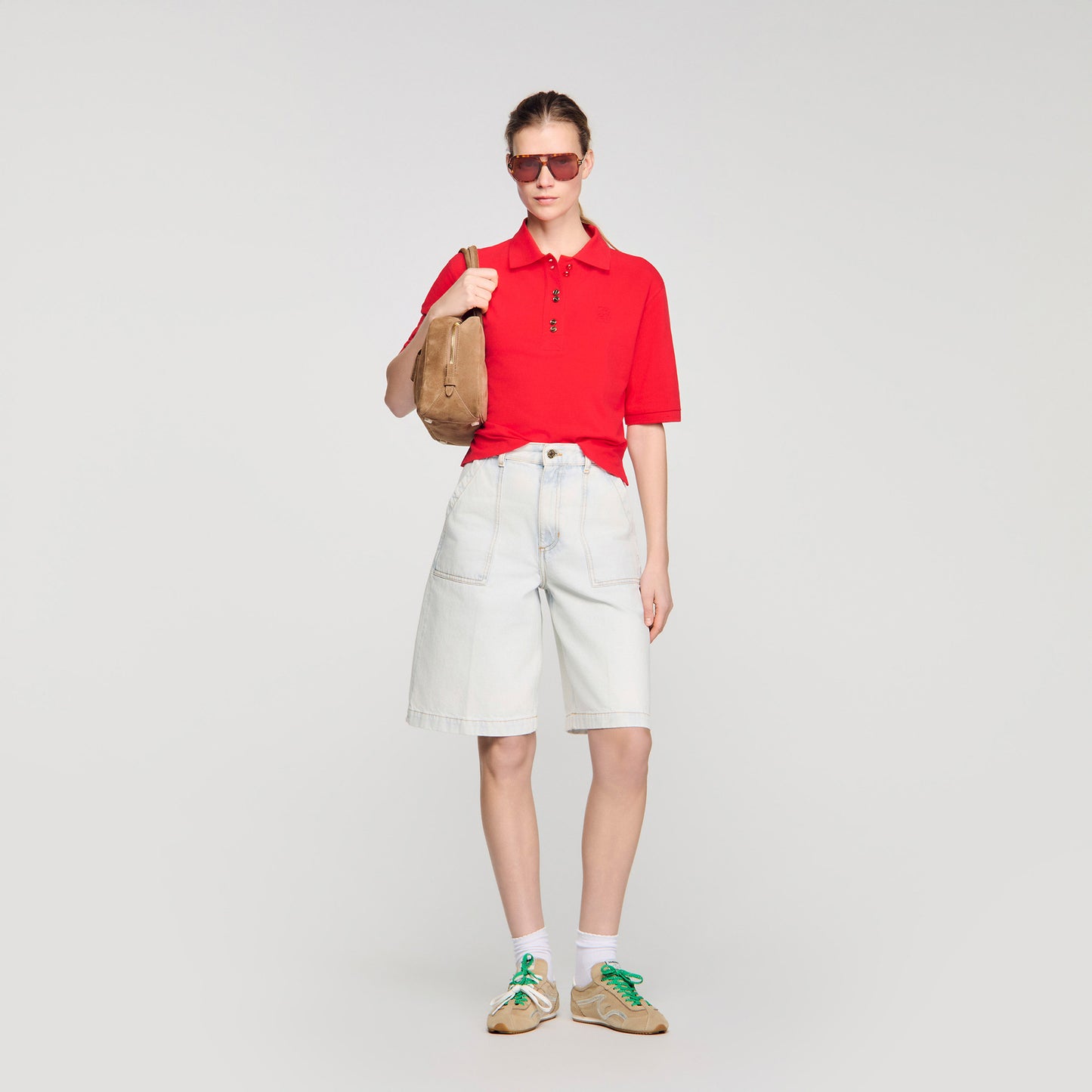 Polie Fancy Button Polo Shirt Red