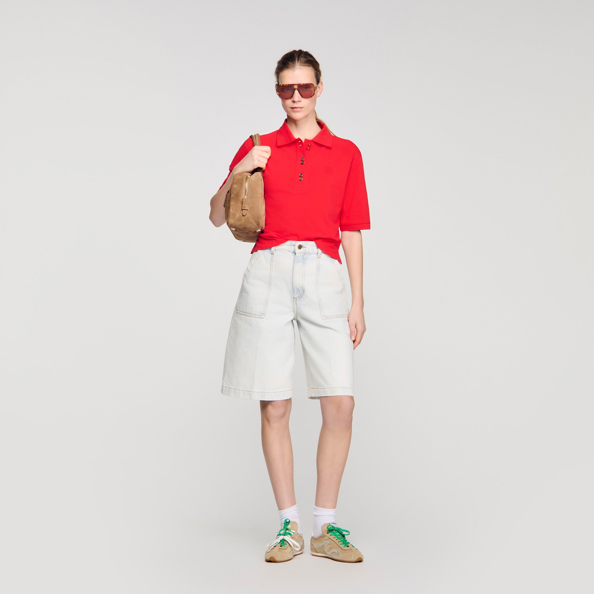 Polie Fancy Button Polo Shirt Red