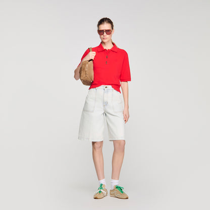 Polie Fancy Button Polo Shirt Red