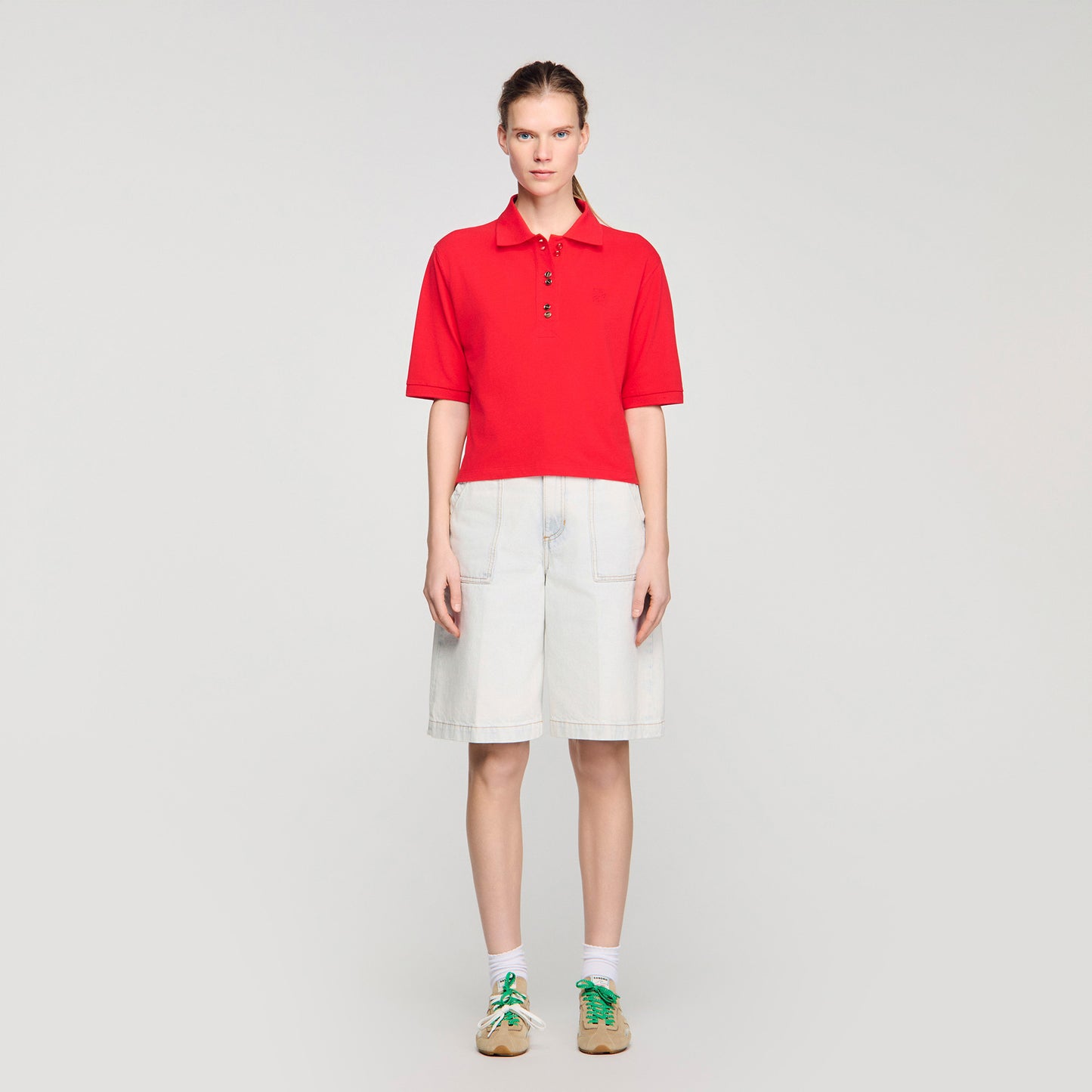 Polie Fancy Button Polo Shirt Red