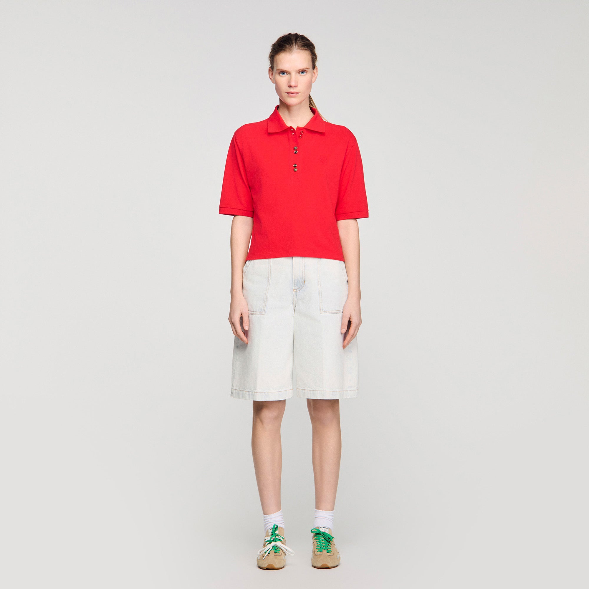 Polie Fancy Button Polo Shirt Red