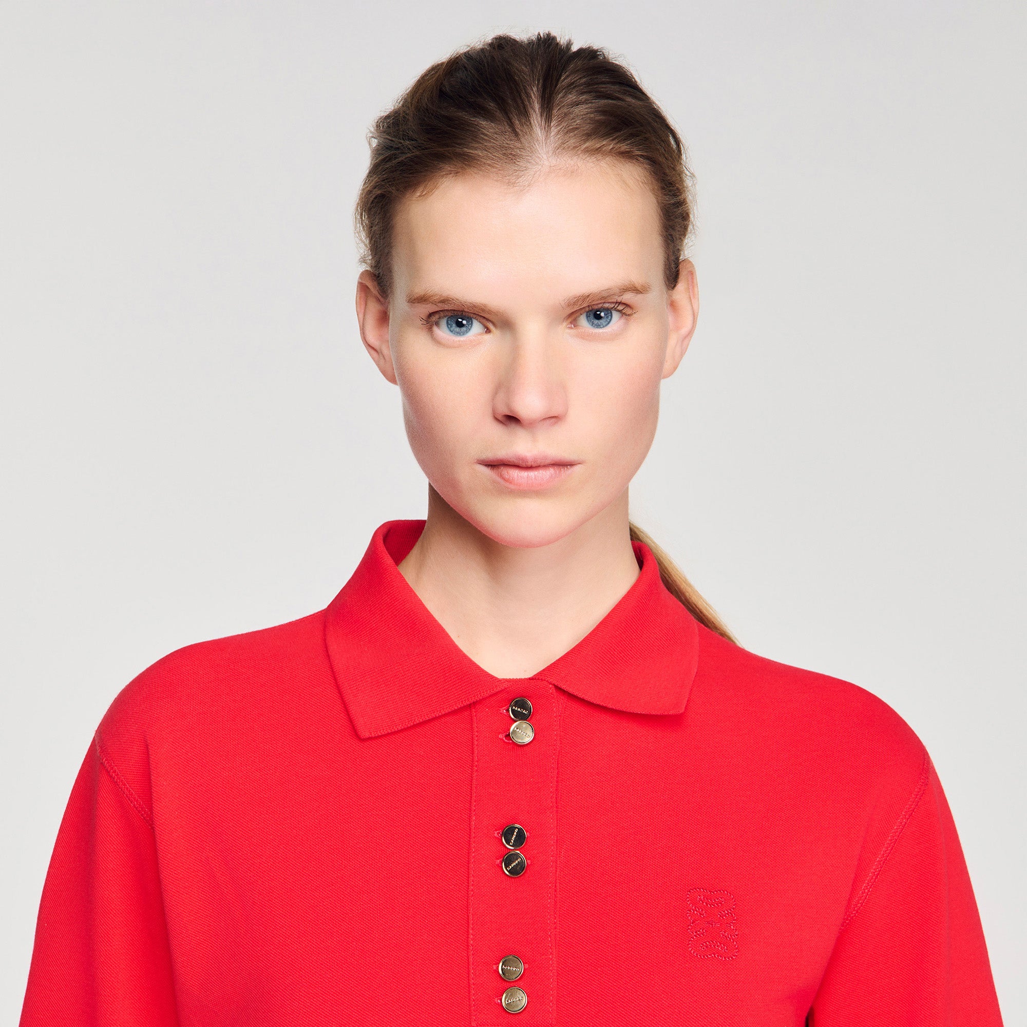 Polie Fancy Button Polo Shirt Red