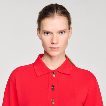 Polie Fancy Button Polo Shirt Red