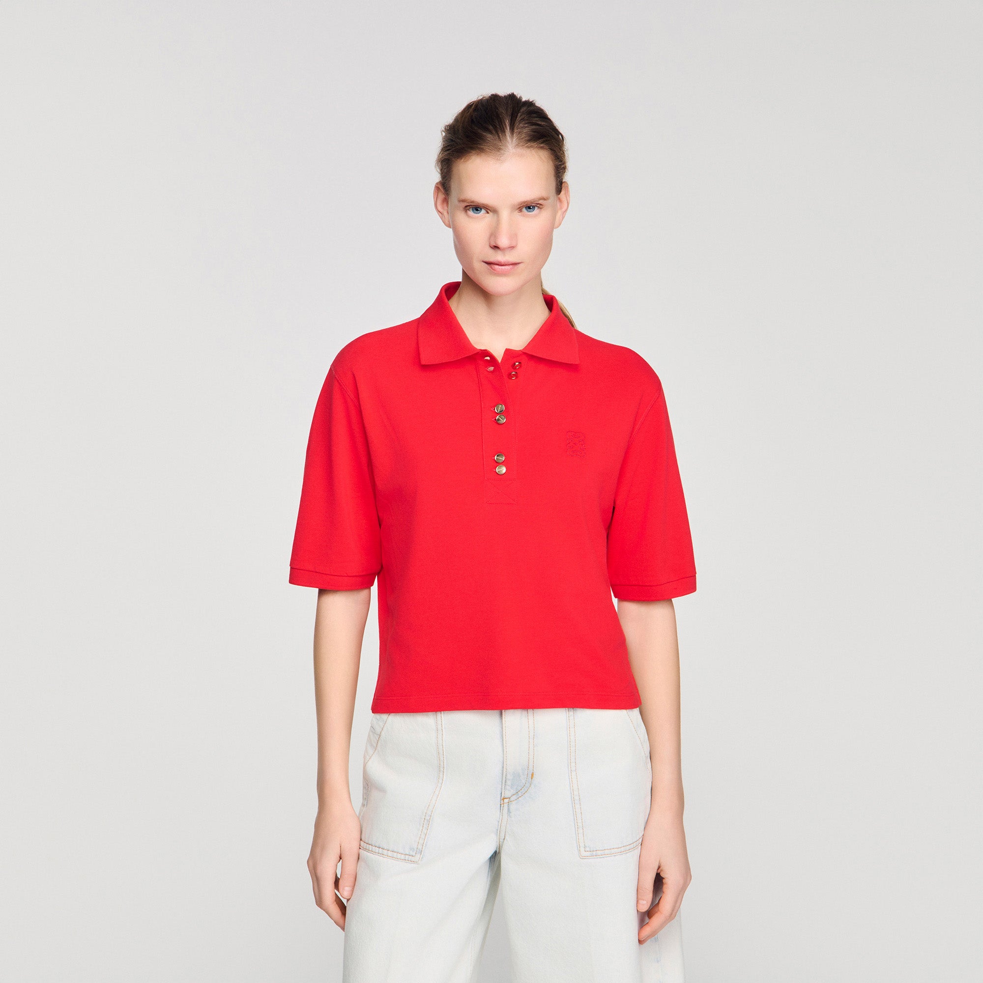 Polie Fancy Button Polo Shirt Red