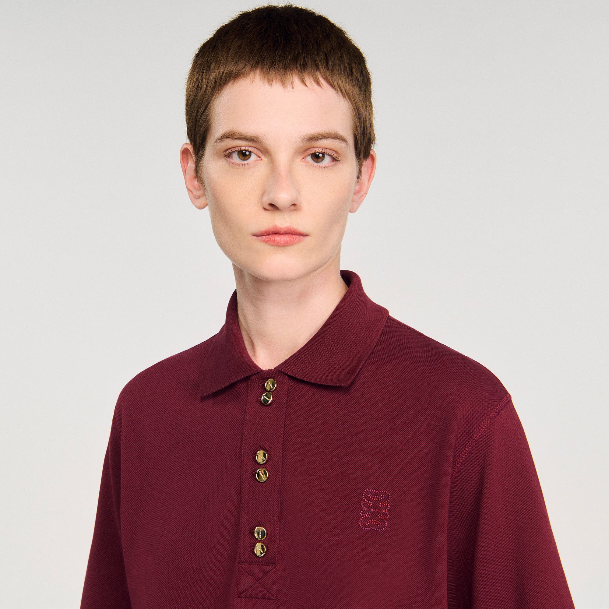 Polie Polo Shirt With Decorative Buttons Bordeaux
