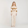 Federica Striped Polo-Neck T-Shirt Beige