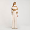 Federica Striped Polo-Neck T-Shirt Beige