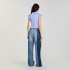 Bleuet Striped Smocked T-Shirt Sky Blue