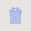 Bleuet Striped Smocked T-Shirt Sky Blue