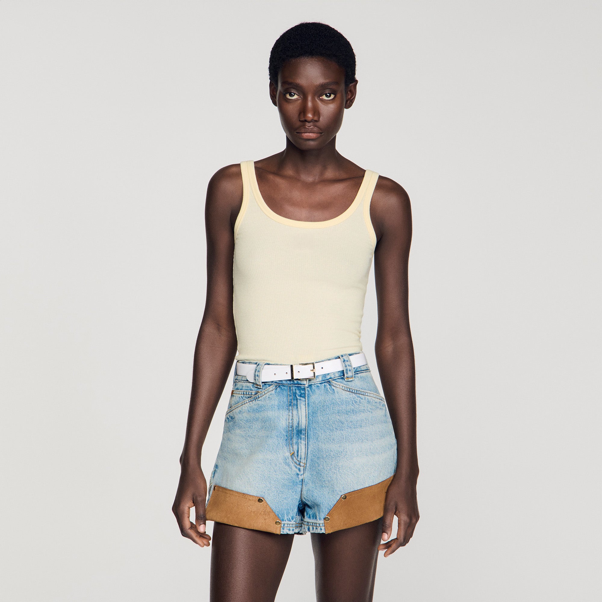 Vertige Ribbed Vest Top LIGHT YELLOW