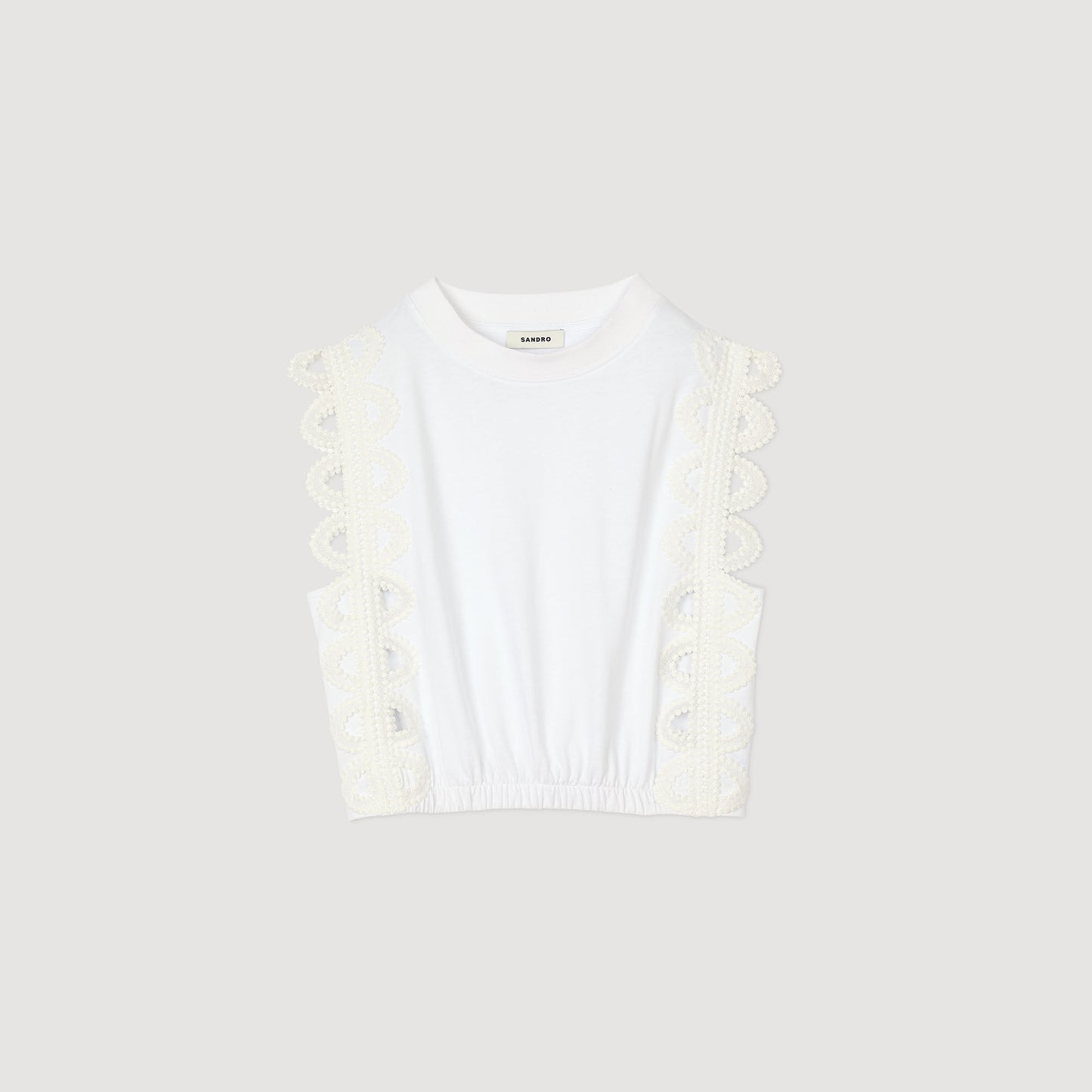 Chantilly Cropped T-Shirt With Lace Detail White White