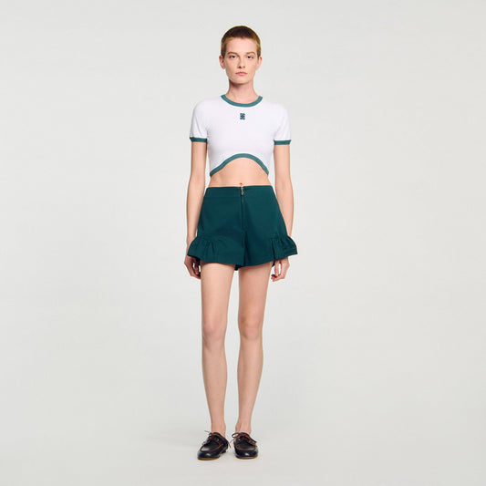 Ninon Two-Tone Cropped T-Shirt White