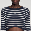 Lyvie Cropped Striped Cotton T-Shirt MARINE / BLANC