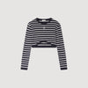 Lyvie Cropped Striped Cotton T-Shirt MARINE / BLANC