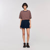 Aristee Striped Rhinestone T-Shirt Brown / Deep Blu
