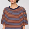 Aristee Striped Rhinestone T-Shirt Brown / Deep Blu