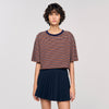 Aristee Striped Rhinestone T-Shirt Brown / Deep Blu