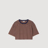 Aristee Striped Rhinestone T-Shirt Brown / Deep Blu
