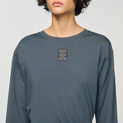 Ezrane T-Shirt With Embroidery Grey