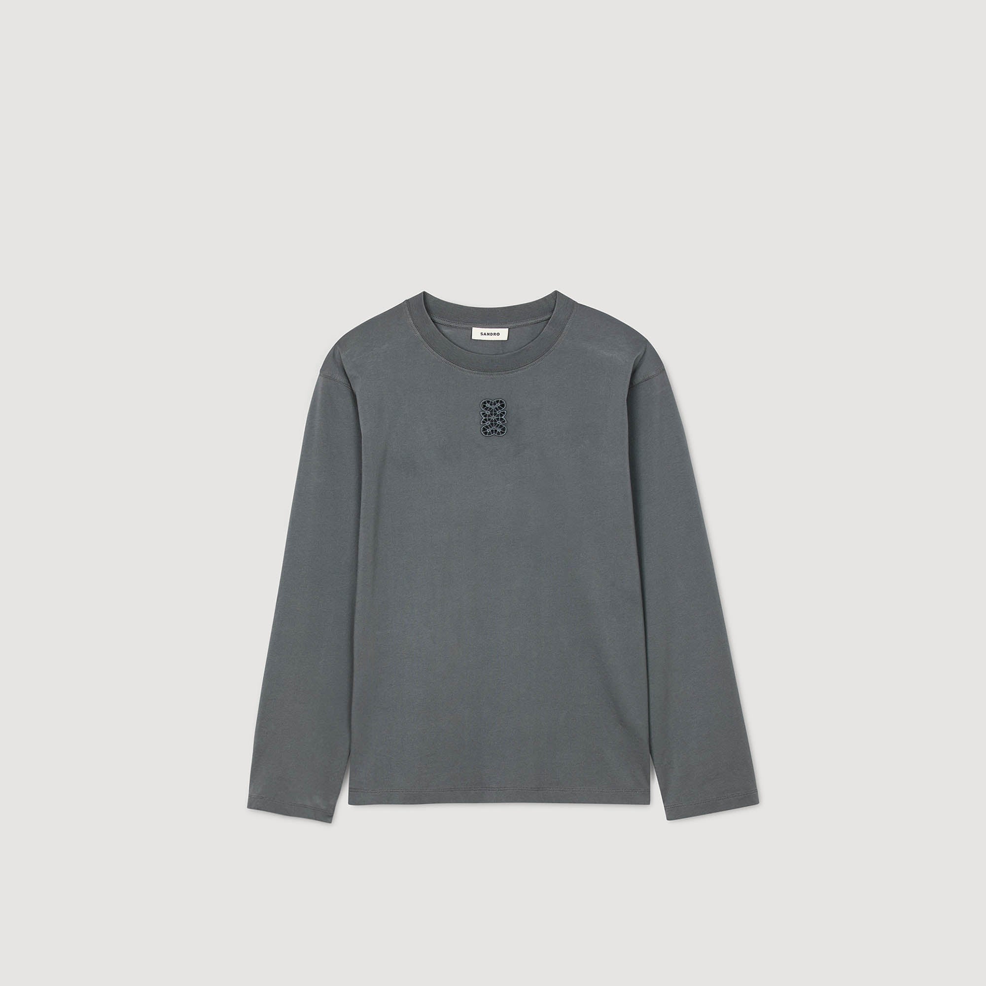 Ezrane T-Shirt With Embroidery Grey