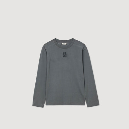 Ezrane T-Shirt With Embroidery Grey