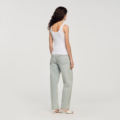 Isia Vest Top With Lace Detail White