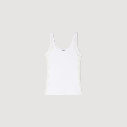 Isia Vest Top With Lace Detail White