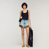Isia Vest Top With Lace Detail Black