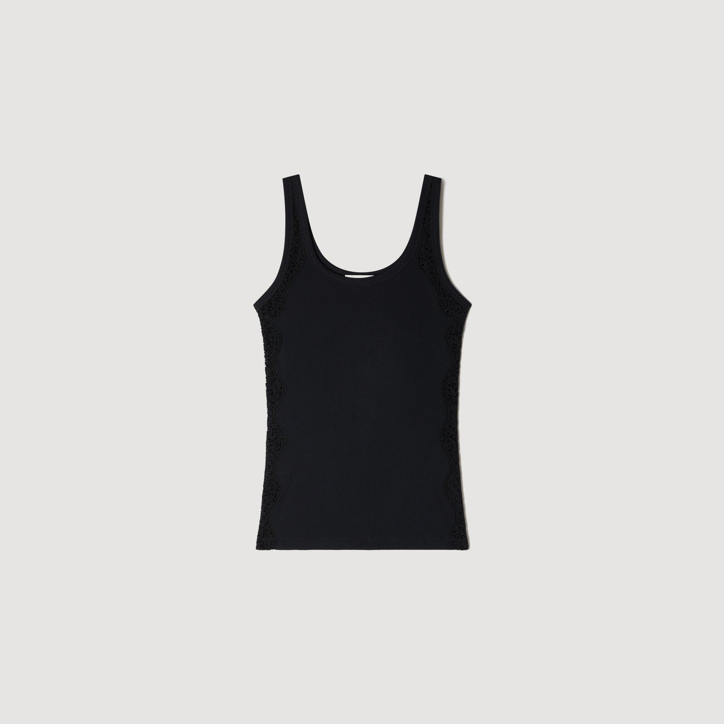 Isia Vest Top With Lace Detail Black