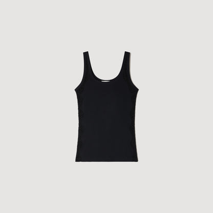 Isia Vest Top With Lace Detail Black